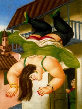 Fernando Botero Painting - Mujer cayendo de un balcón Fernando Botero